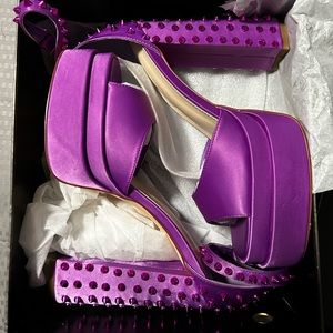 Brand New Azalea Wang rock my world purple spiked chunky platform heel Size 9